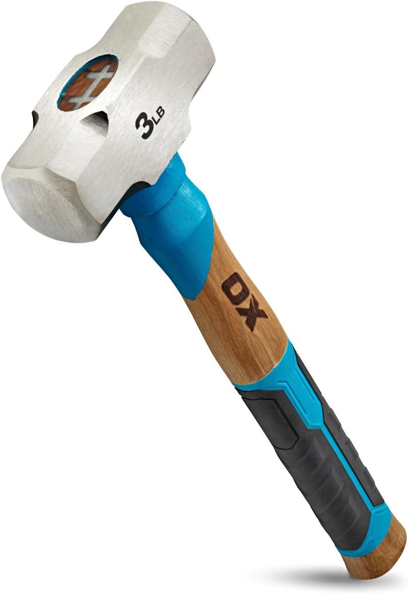 Ox Tools Pro Series 3lb California Framing Hammer, Milled Face Straight Claw Hammer with Forged Steel Head & Genuine American Hickory Handle, Curved Axe Handle & Magnetic Nail Starter -P089403 - Image 1